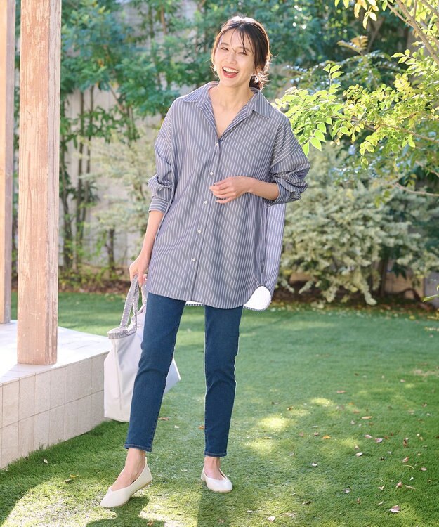 ANY 【美脚見え/お腹周りスッキリ】スタイルアップスキニー サックスブルー系