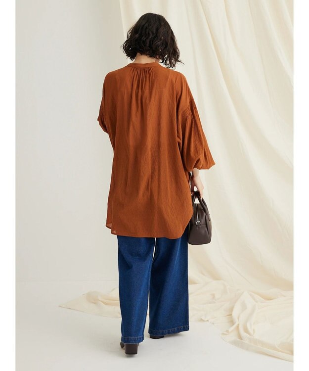 CRAFT STANDARD BOUTIQUE ウ゛ィンテージボイルソデシャーリングチュニック Orange