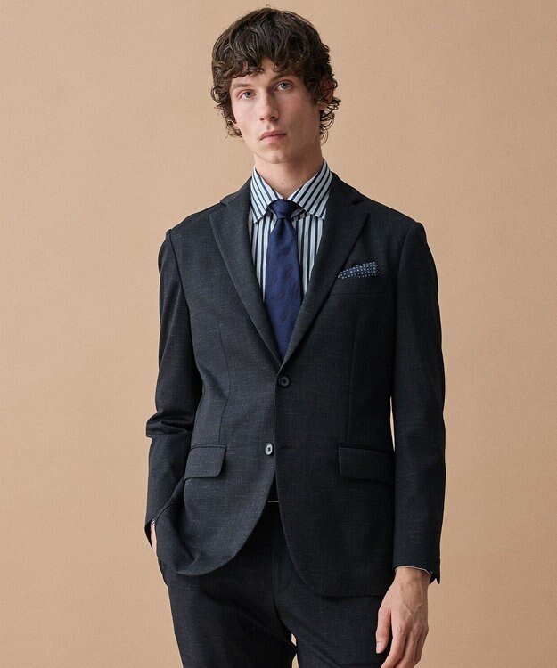 JOSEPH ABBOUD 【キングサイズ・ストレッチ・イージーケア・JAPANファブリック】ストライプストレッチ シャツ ネイビー系1