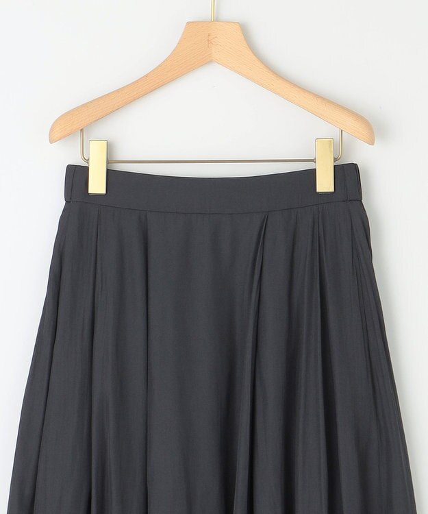 組曲 【WEB限定】ギャザーライトデシン タックスカート ブラック系