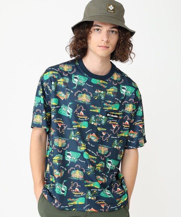 Columbia Columbia/ ポーラーパイオニアパターンドショートスリーブ /コロンビア Columbia Navy、 Portland Aloha