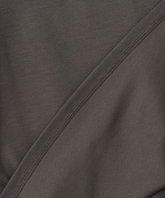 自由区 【洗える・XSサイズあり】シアーコンビパフスリーブ カットソー ダークブラウン系