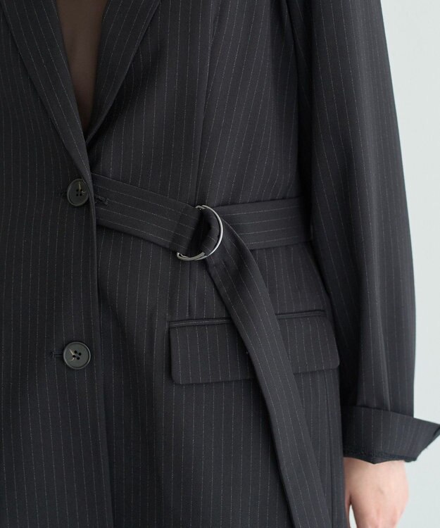 YECCA VECCA 2wayアシメデザインロングジャケット Stripe