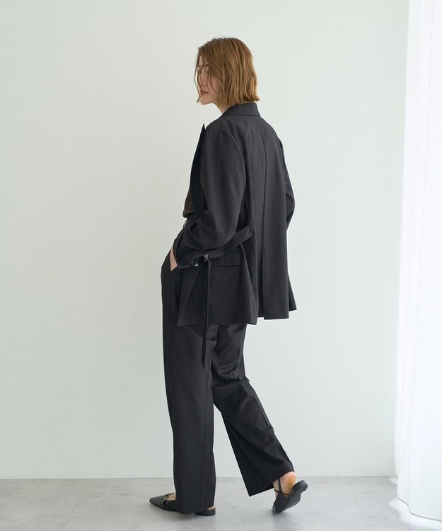 YECCA VECCA 2wayアシメデザインロングジャケット Stripe