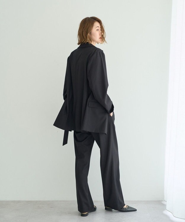 YECCA VECCA 2wayアシメデザインロングジャケット Stripe