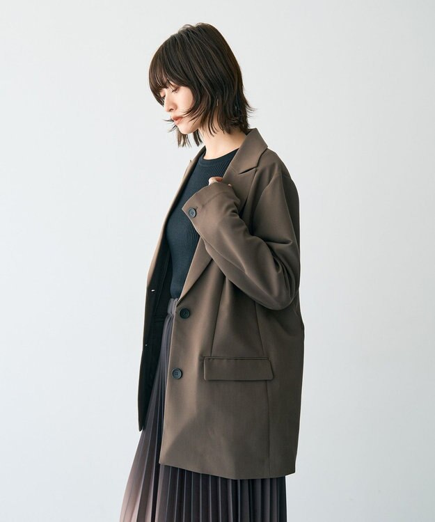 YECCA VECCA 2wayアシメデザインロングジャケット Brown