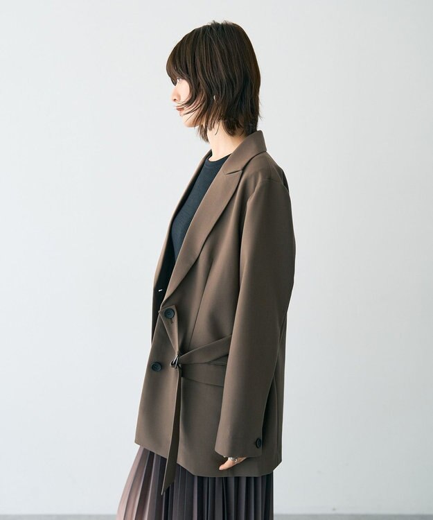 YECCA VECCA 2wayアシメデザインロングジャケット Brown