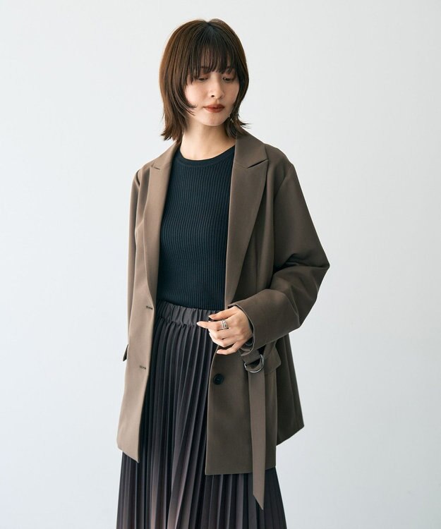 YECCA VECCA 2wayアシメデザインロングジャケット Brown