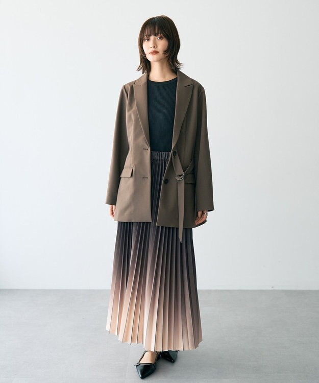 YECCA VECCA 2wayアシメデザインロングジャケット Brown