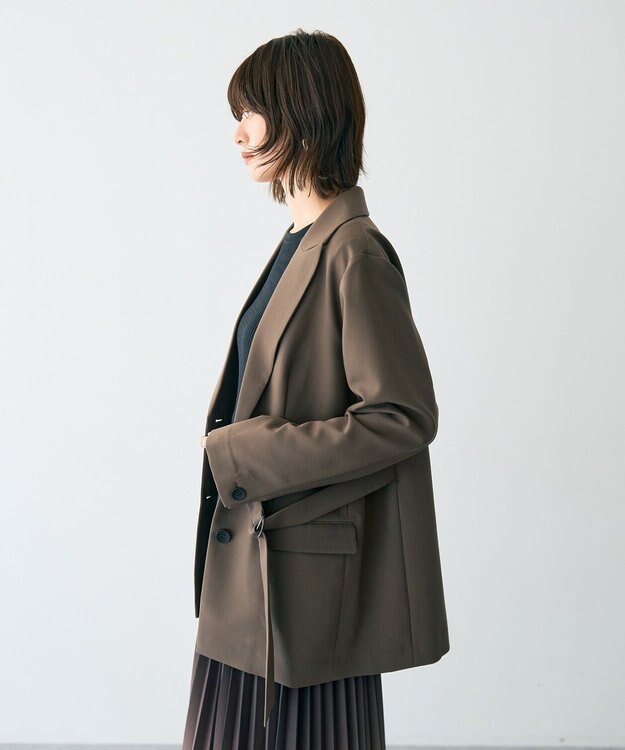 YECCA VECCA 2wayアシメデザインロングジャケット Brown