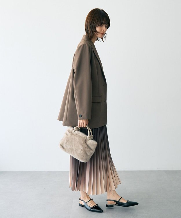 YECCA VECCA 2wayアシメデザインロングジャケット Brown