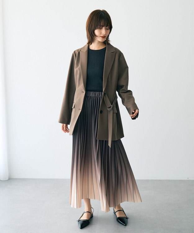 YECCA VECCA 2wayアシメデザインロングジャケット Brown