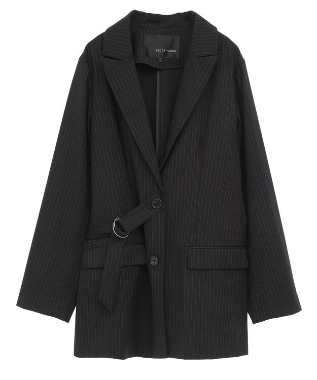 YECCA VECCA 2wayアシメデザインロングジャケット Stripe