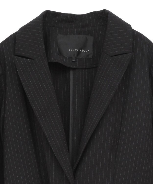 YECCA VECCA 2wayアシメデザインロングジャケット Stripe