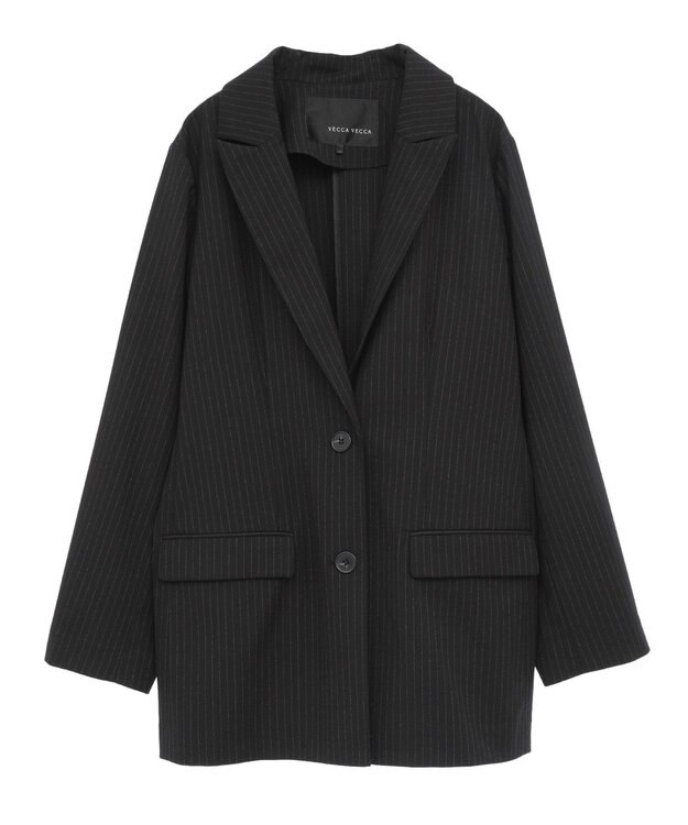 YECCA VECCA 2wayアシメデザインロングジャケット Stripe
