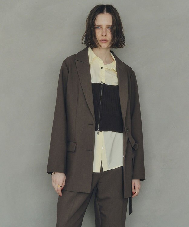 YECCA VECCA 2wayアシメデザインロングジャケット Brown