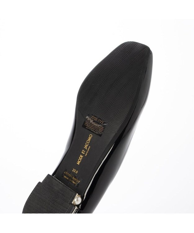 MODE ET JACOMO <MODE ET JACOMO>アクセントヒールスクエアパンプス ブラックエナメル