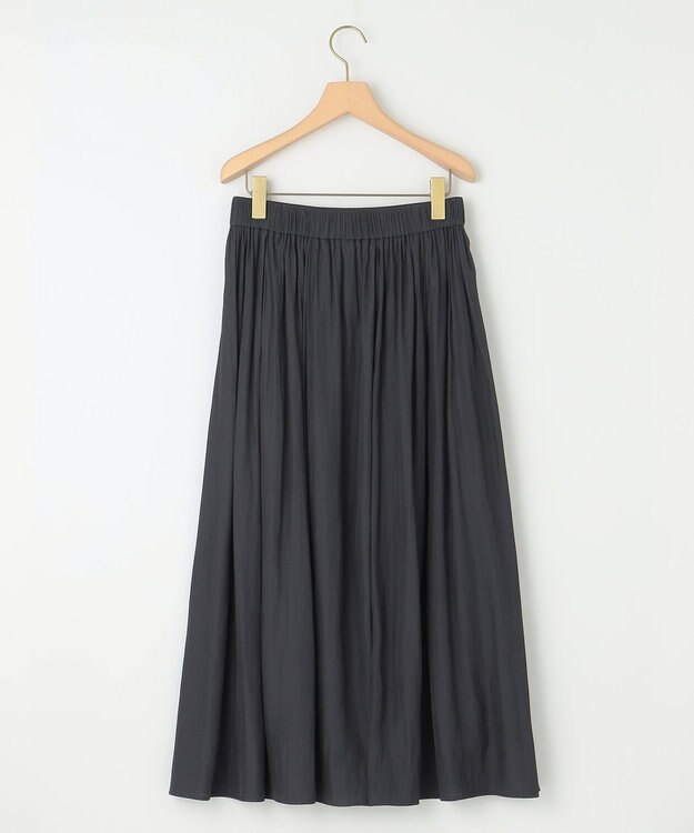 組曲 【WEB限定】ギャザーライトデシン タックスカート ブラック系