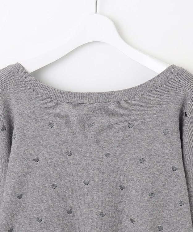 Feroux 【洗える】2WAY ハート刺繍 パールボタンカーディガン ライトグレー系