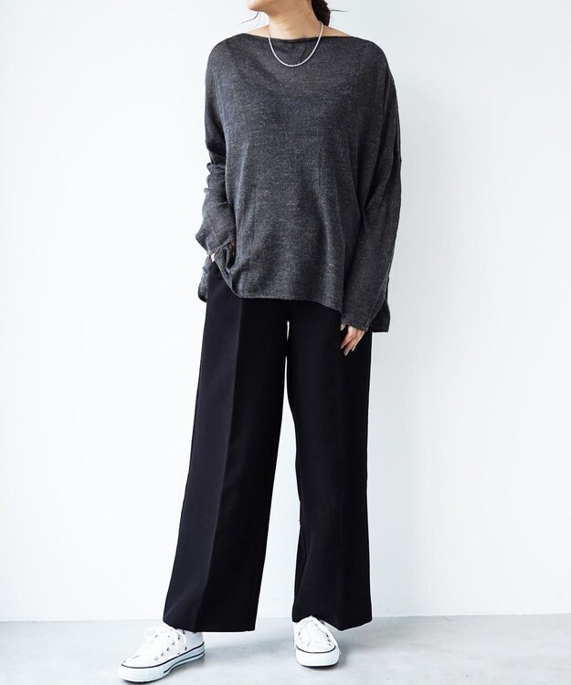 TOQUE 〈大草直子さんアドバイザー〉アルパカシルクニット 長袖 オーバーサイズ チャコール