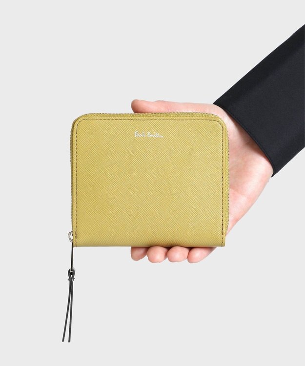 Paul Smith アーティストストライププラー ラウンドジップ2つ折り財布 イエロー
