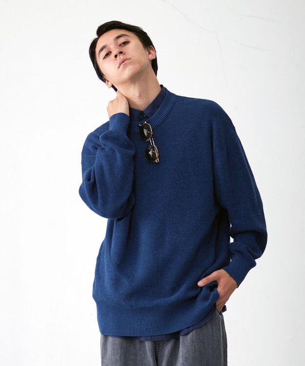 J.PRESS YORK STREET 【UNISEX】デニムルッククルーネックニット サックスブルー系