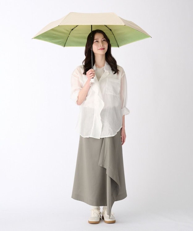 MOONBAT ハニカム断熱パラソル グラデーション 折りたたみ傘 晴雨兼用 日傘 一級遮光 UV ライトイエロー