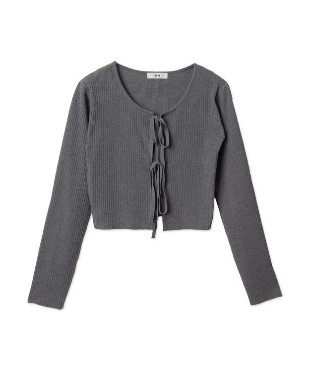 WEGO リボンリブカーディガン グレー