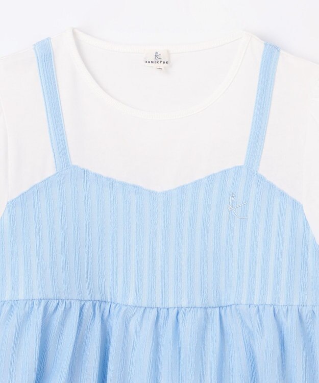 組曲 KIDS 【110-140㎝】レースカットソーコンビ チュニック サックスブルー系