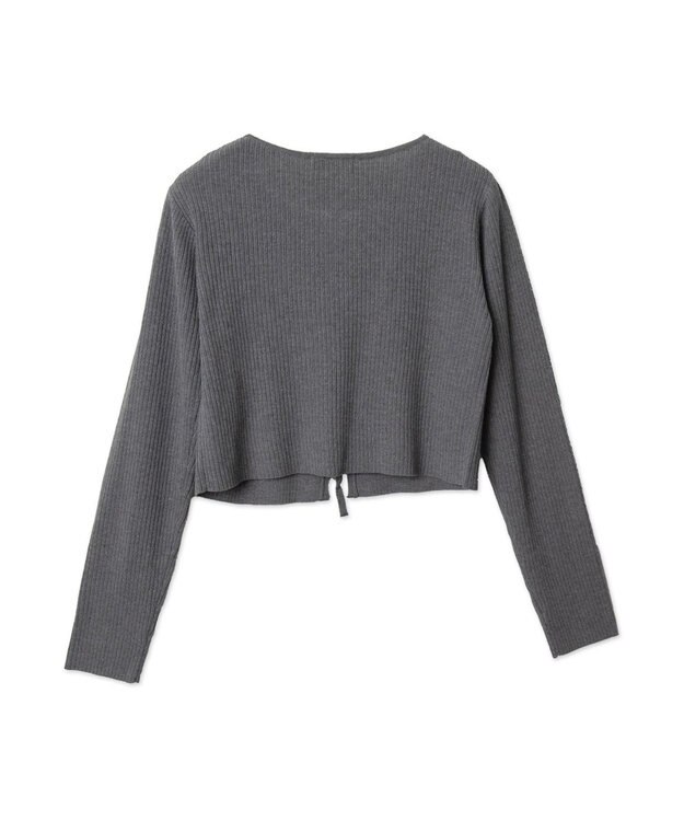 WEGO リボンリブカーディガン グレー