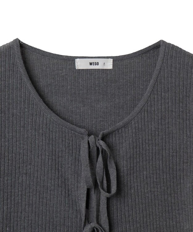 WEGO リボンリブカーディガン グレー
