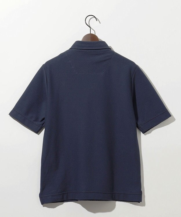 JOSEPH ABBOUD MOUNTAIN 【MADE IN JAPAN/吸水速乾】ダイヤモンドワッフル アウトドア ポロシャツ ネイビー系