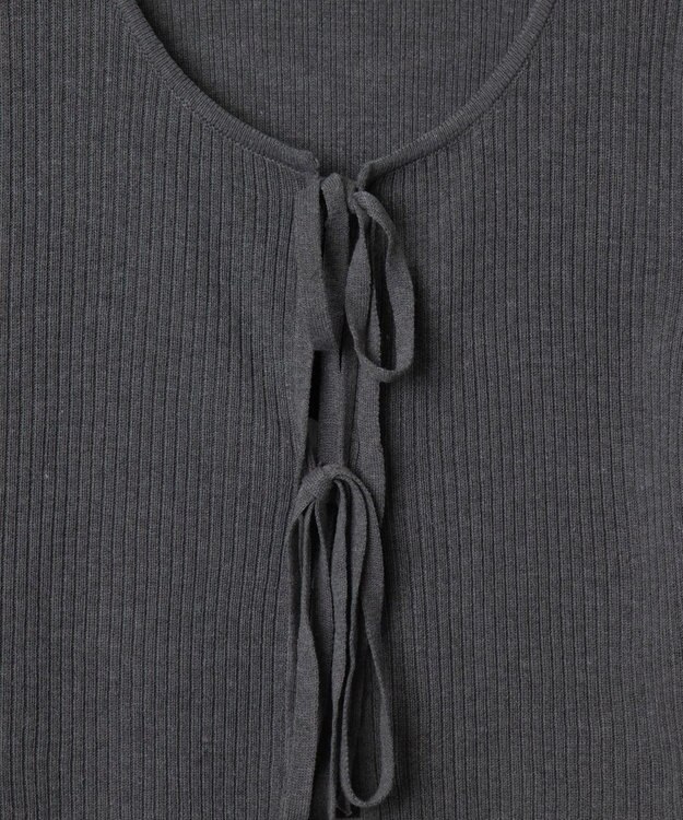 WEGO リボンリブカーディガン グレー