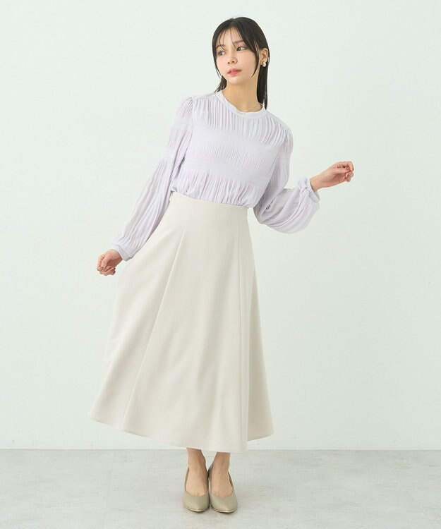 earth music&ecology すきな丈フレアスカート Beige