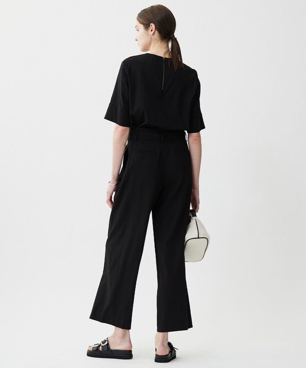 ICB L 【接触冷感・UVカット・洗える】 T/Rドライリネン Tブラウス ブラック系