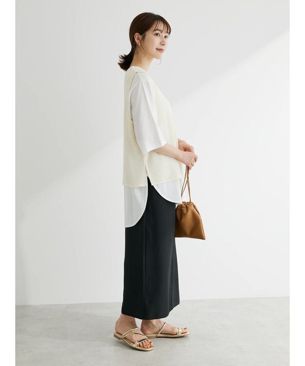 Green Parks ＳＥＴ２点　メッシュベスト＋半袖カットチュニック Ecru