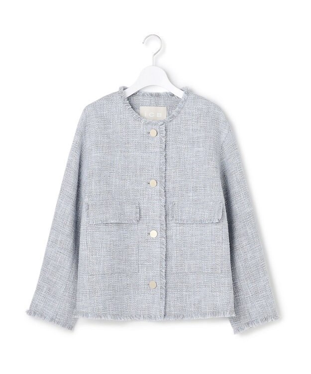 先行予約・洗える】ライトブッチャーツイード ノーカラー