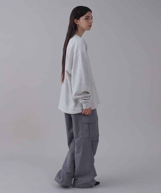 WEGO 【ユニセックス着用ITEM】ショートドロストワンポイント刺繍プルオーバー 杢グレー