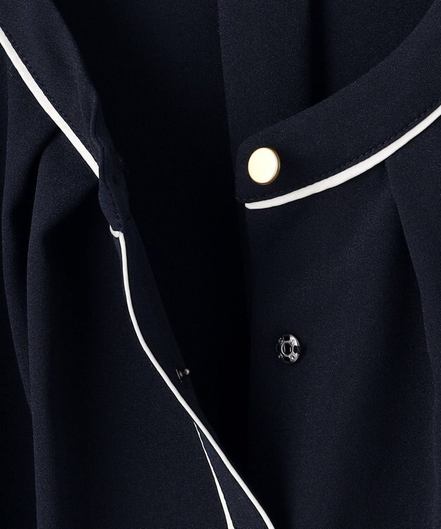 ANY SIS S 【洗える】フロントタックバイカラー ブラウス ネイビー