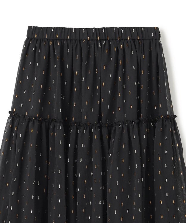 UNFILO ラメリンクルシフォン スカート ブラック