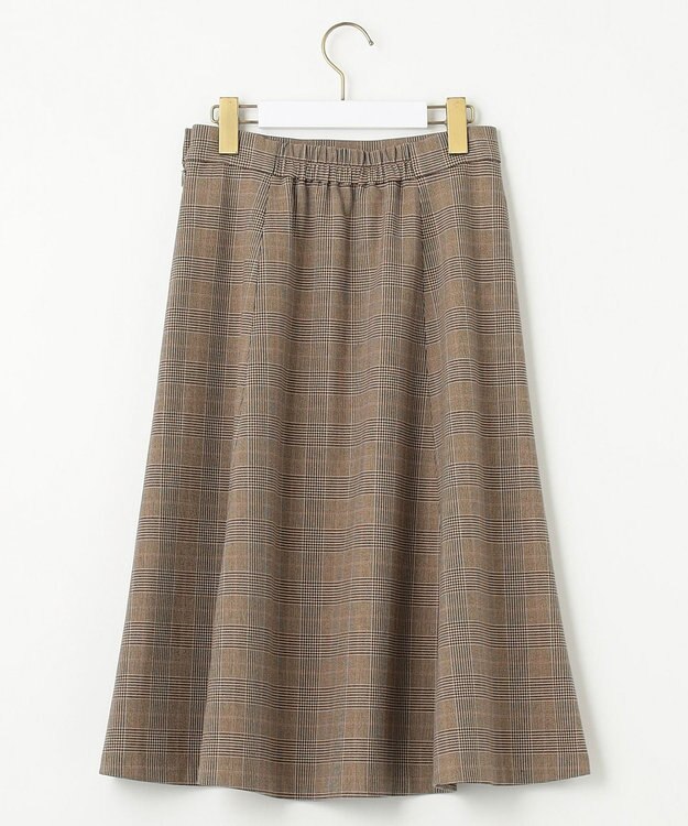 ANY SIS 【セットアップ対応】サーモ2WAYストレッチ スカート ブラウングレンチェック