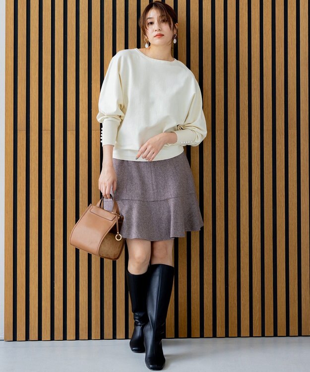 組曲 ネコアシツイードセミフレア スカート ダークブラウン系