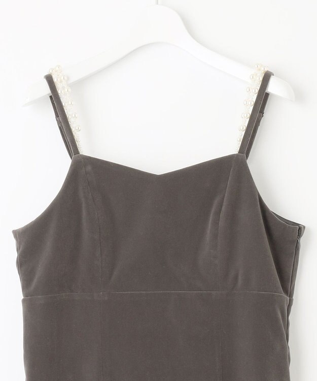 Feroux 【2WAY】パールストラップベロア ジャンスカ ライトグレー系