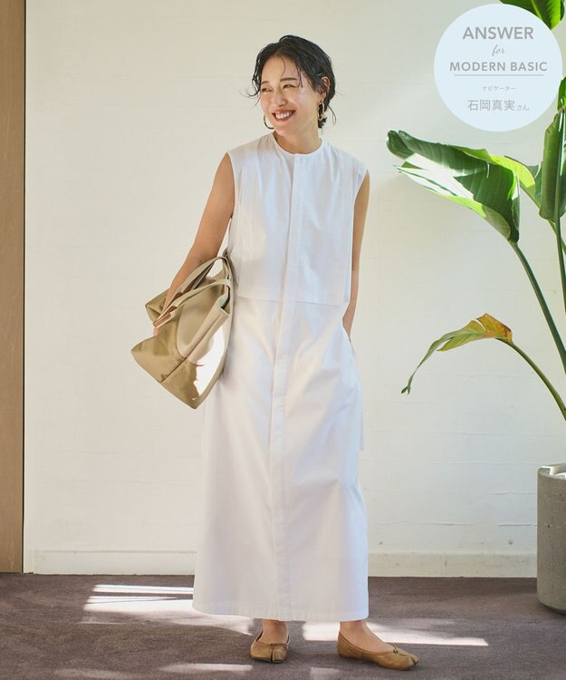 #Newans 【ANSWER for モダンベーシック】ビブヨークデザインワンピース ホワイト系