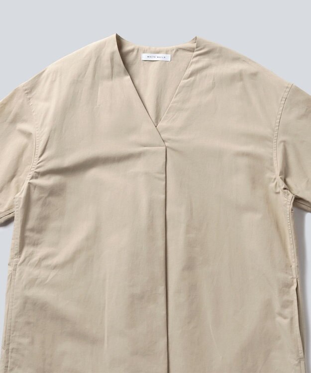 WHITE MAILS 【阿久津ゆりえコラボ】フロントタック Vネック ワンピース ベージュ