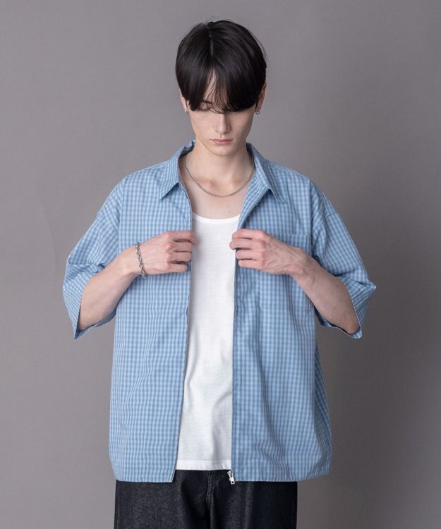 WEGO 【ユニセックス着用ITEM】ミニオンブレZIPシャツ（SS） ブルーチェック1