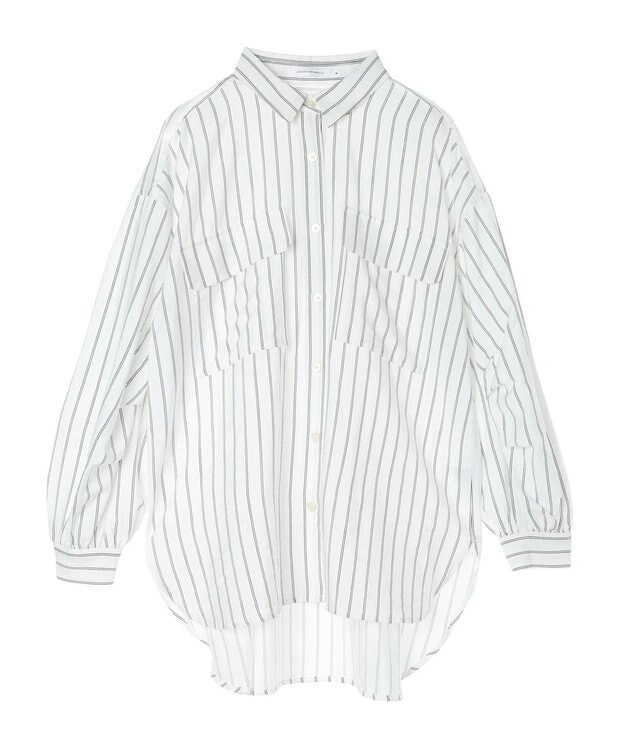 AMERICAN HOLIC 接触冷感Ｗポケット袖タックシャツチュニック Stripe