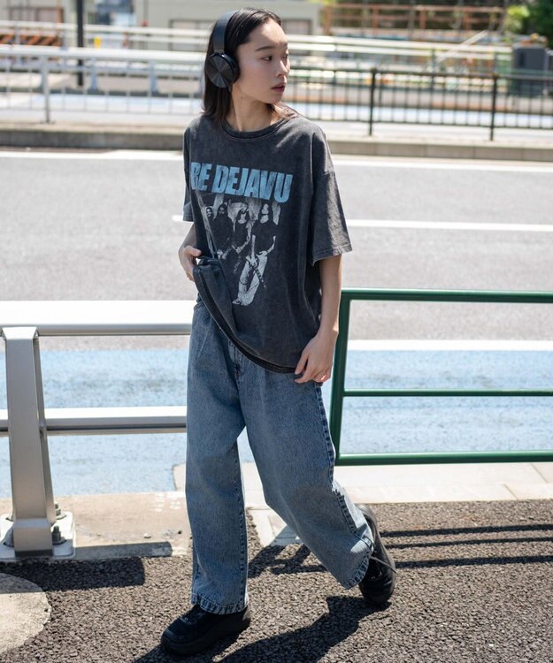 WEGO 【ユニセックス着用ITEM/SMLサイズ展開】ルーズテーパードデニムパンツ デニム中濃加工色