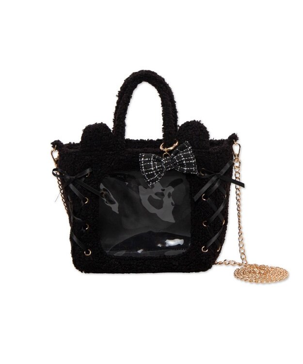 WEGO 【痛バ＆推し活グッズ】耳付きレースアップミニぬいショルダー ブラック