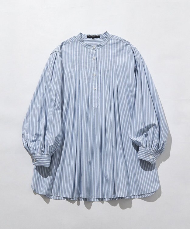 23区 S 【洗える】CANCLINI ボリュームデザイン ブラウス ブルーストライプ